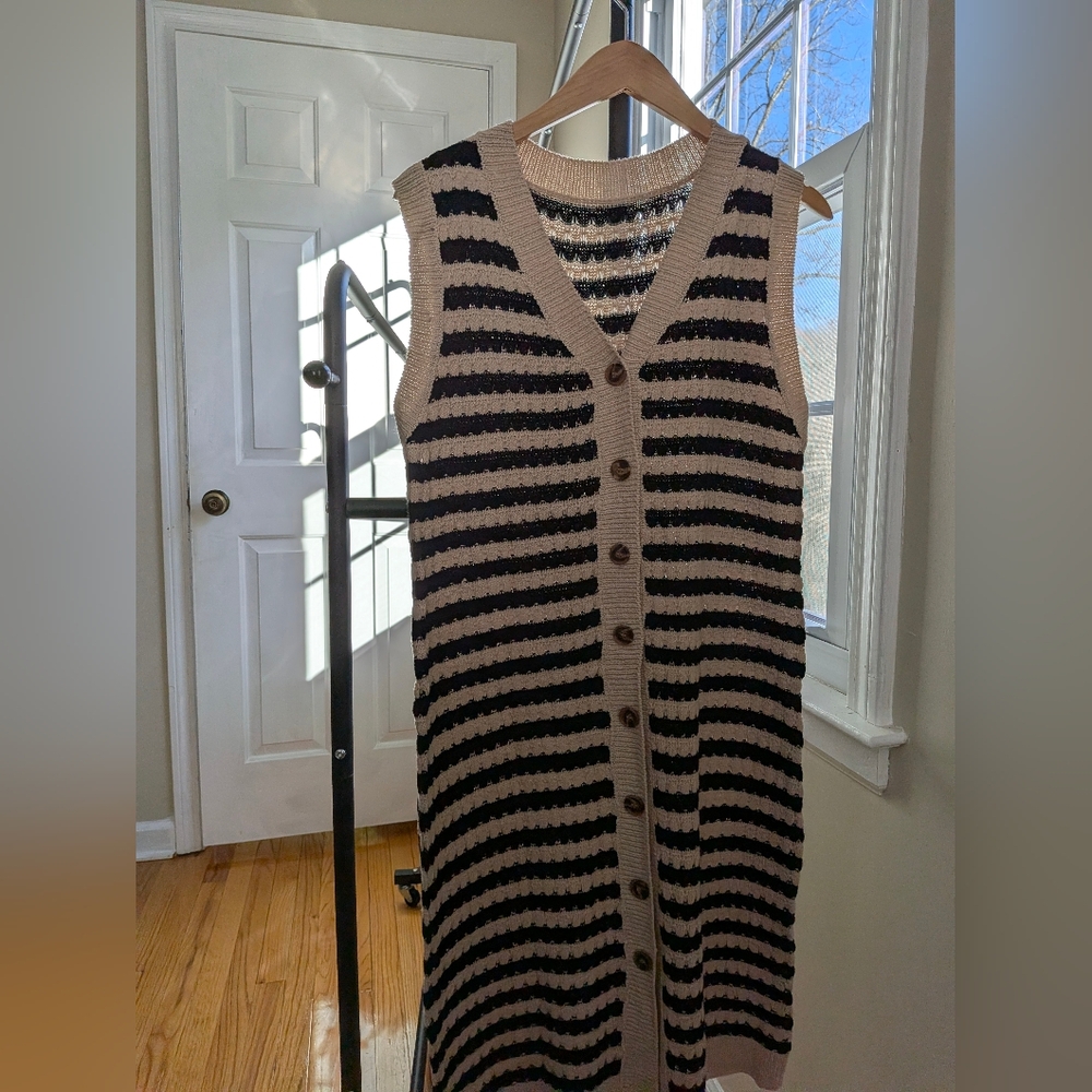 Striped Sleeveless Button-Down Dress